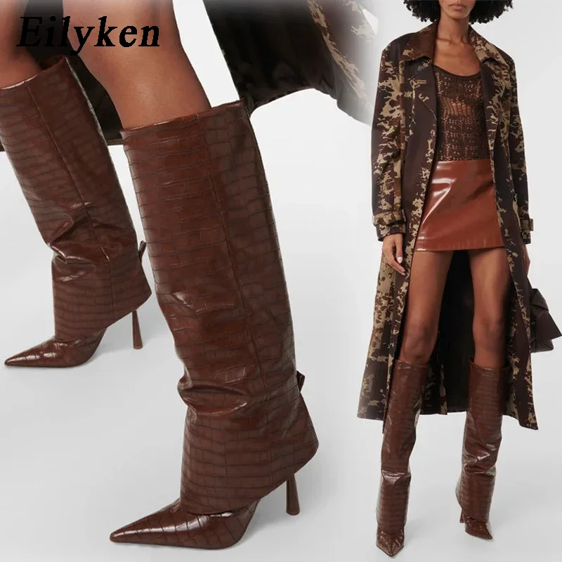 Street Fashion Winter - Eilyken 2027 รองเท้าบูทผู้หญิงทรงสูงถึงเข่า ดีไซน์ฤดูใบไม้ร่วง-ฤดูหนาว แฟชั่นหัวแหลม ส้นสูงบาง