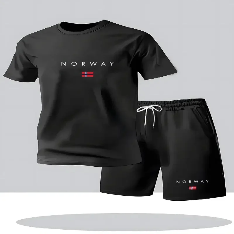 Street Fashion Summer 2026 - ชุดเซ็ตเสื้อยืดแขนสั้นกางเกงขาสั้นลำลองแฟชั่นสตรีทสไตล์สำหรับผู้ชายปี 2026 ชุด 2 ชิ้น ลายพิมพ์
