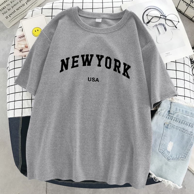 Street Fashion Usa - เสื้อยืดลายกราฟิกสำหรับผู้หญิงเสื้อกีฬาผ้าฝ้ายสำหรับฤดูร้อนแฟชั่นเสื้อยืดสตรีทลำลองโอเวอร์ไซส์
