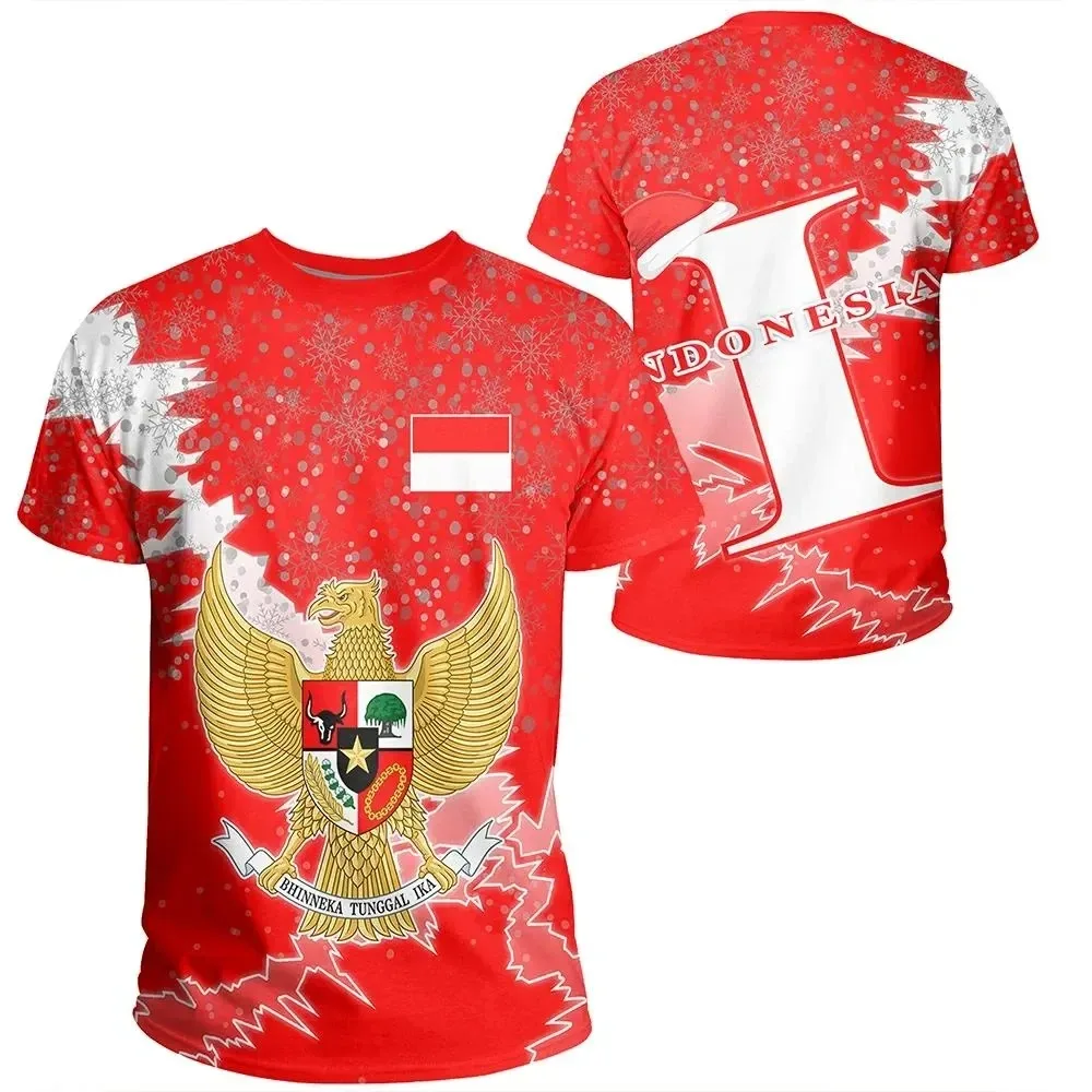 Street Fashion For Boy - ธงอินโด 3D Heraldic พิมพ์เสื้อยืดสําหรับชายฤดูร้อนสบายๆกีฬาแฟชั่นชายขนาดใหญ่ Street เสื้อแขนสั้น