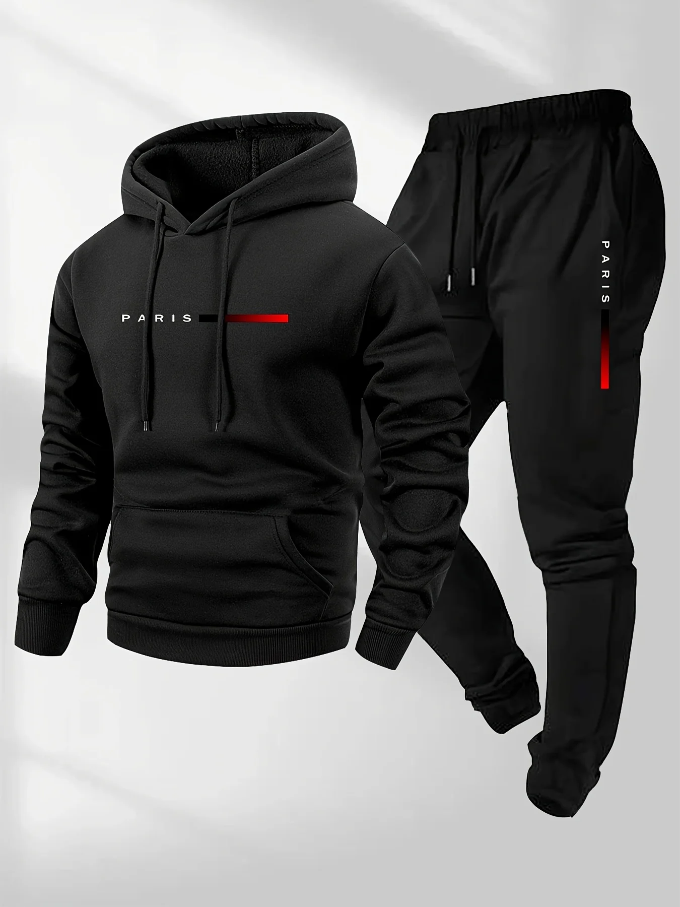 Street Fashion Winter - ชุดกีฬาพิมพ์ลายตัวอักษรแฟชั่นสตรีทเทรนด์ใหม่ ชุดกางเกงกีฬาผู้ชายแบบมีฮู้ด ชุดกันหนาวสำหรับฤดูใบไม้ผลิ ฤดูใบไม้ร่วง และฤดูหนาว