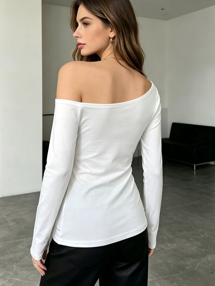 เสื้อยืดแขนยาวทรงเฉียงสไตล์ยุโ - Street Fashion For 2026 บทวิจารณ์และราคา