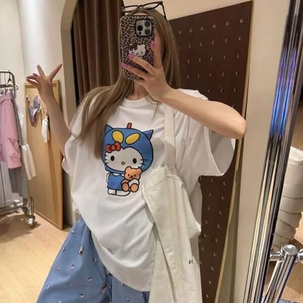 เสื้อยืดแขนสั้นพิมพ์ลายเฮลโล ค - Street Fashion Designers บทวิจารณ์และราคา