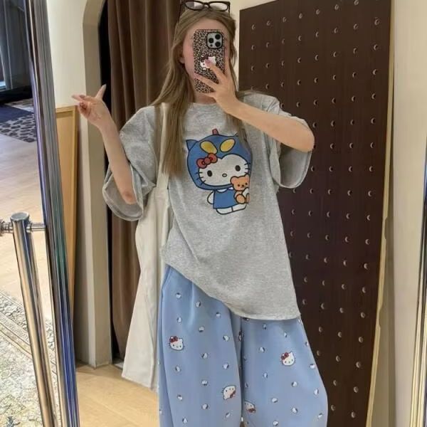เสื้อยืดแขนสั้นพิมพ์ลายเฮลโล ค - Street Fashion Designers บทวิจารณ์และราคา