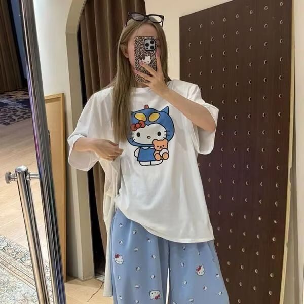 เสื้อยืดแขนสั้นพิมพ์ลายเฮลโล ค - Street Fashion Designers บทวิจารณ์และราคา