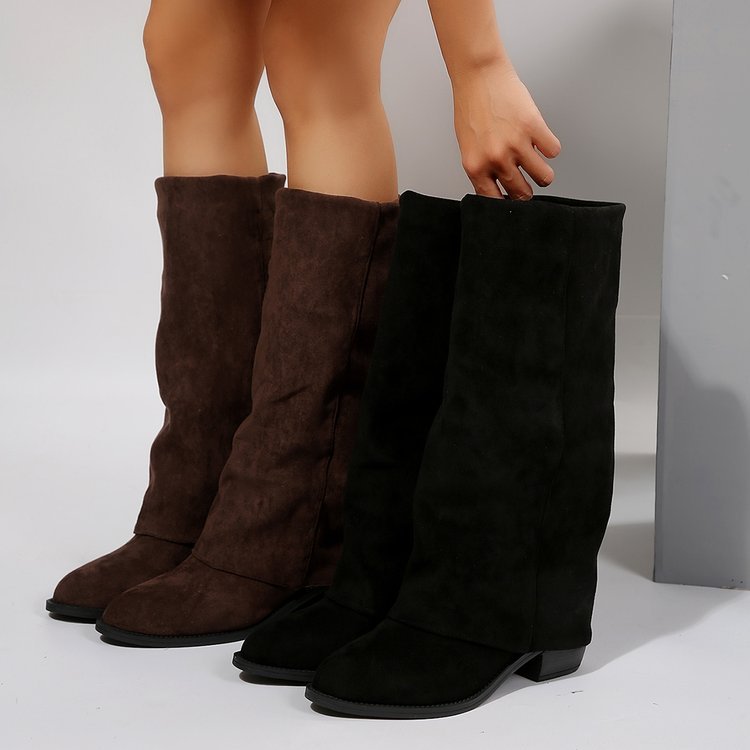 รองเท้าบูทสูงถึงเข่าผู้หญิง แฟ - Street Fashion Winter บทวิจารณ์และราคา